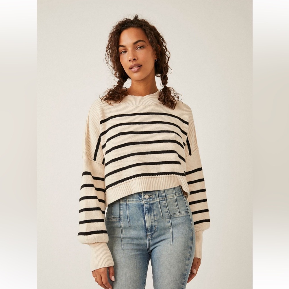 Free People Easy Street Stripe Crop Pullover